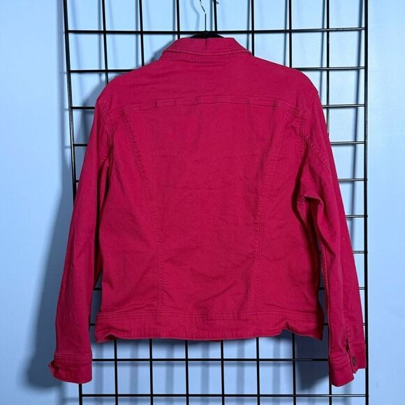 Lee Denim Jacket Womens L Red Classic Button Up Vintage Cottagecore Grunge - Picture 2 of 11